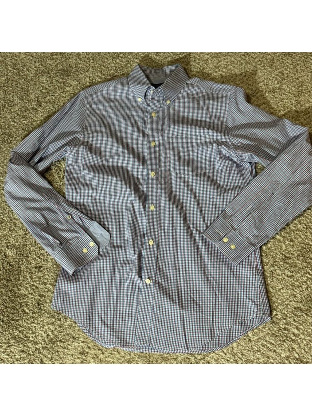 Banana Republic Button Up Shirt Mens M Soft Wash Tailored Slim Fit Plaid Cotton